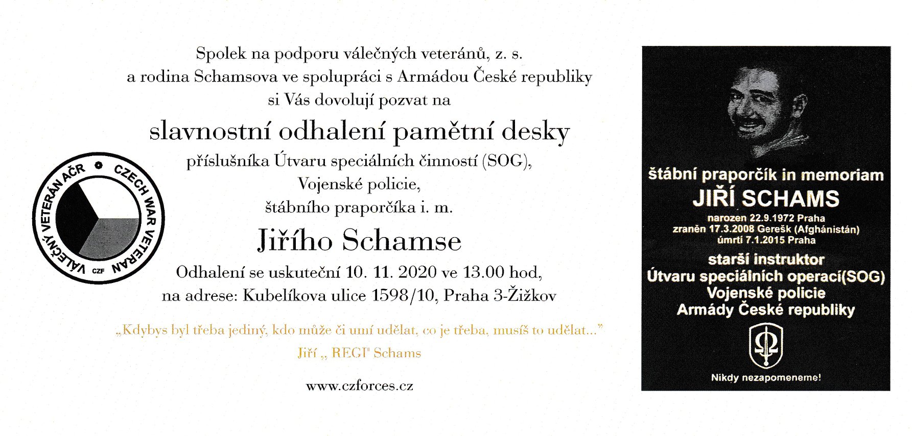 2020 11 10 Odhalení pamětní desky Jiřího Schamse