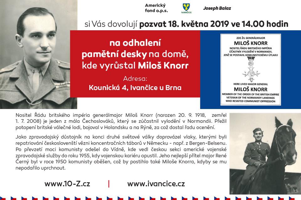 2019 05 18 Odhalneí pamětní desky Miloši Knorrovi