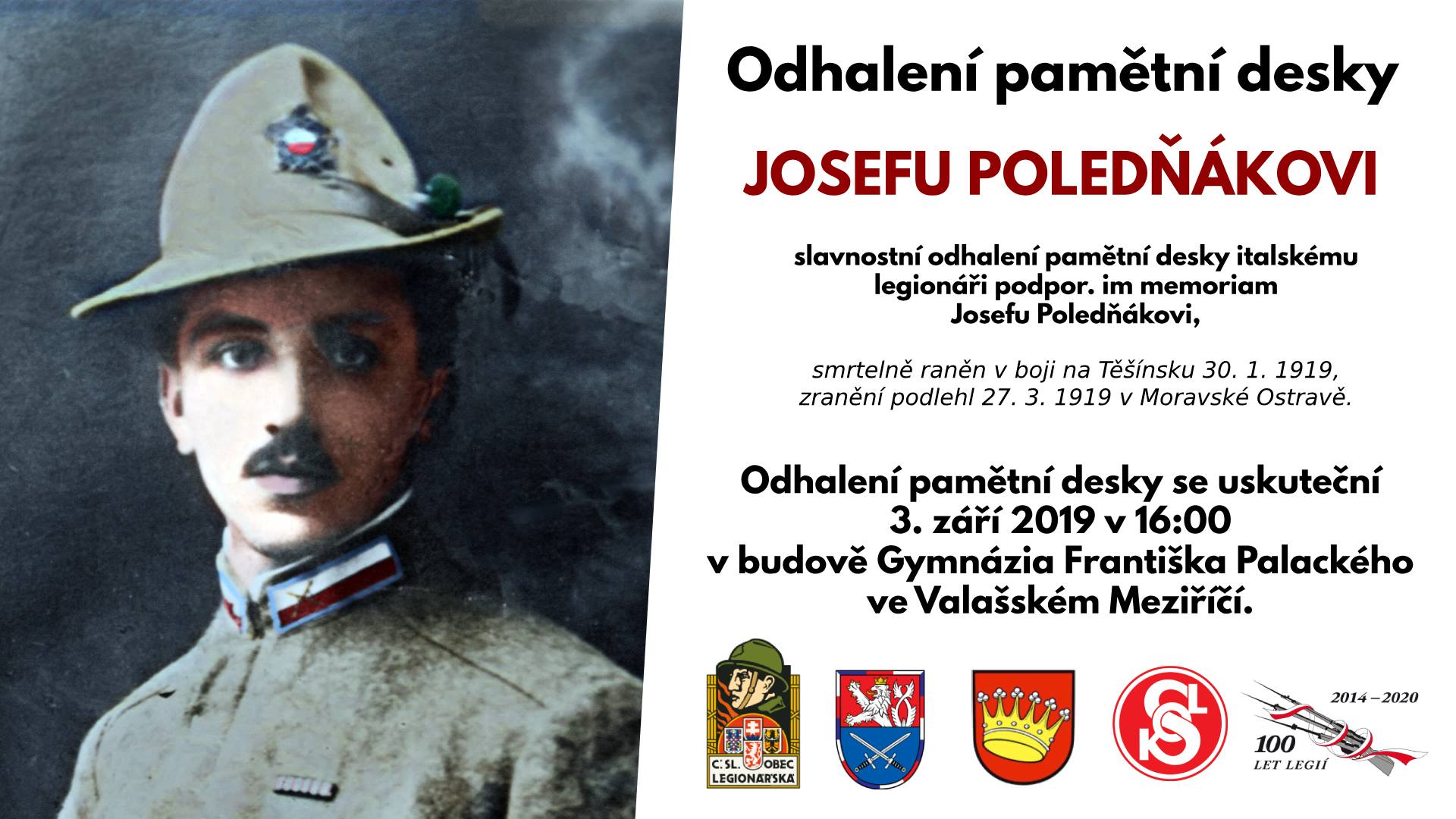 2019 09 03 Odhalení pamětní desky Josefu Poledňákovi