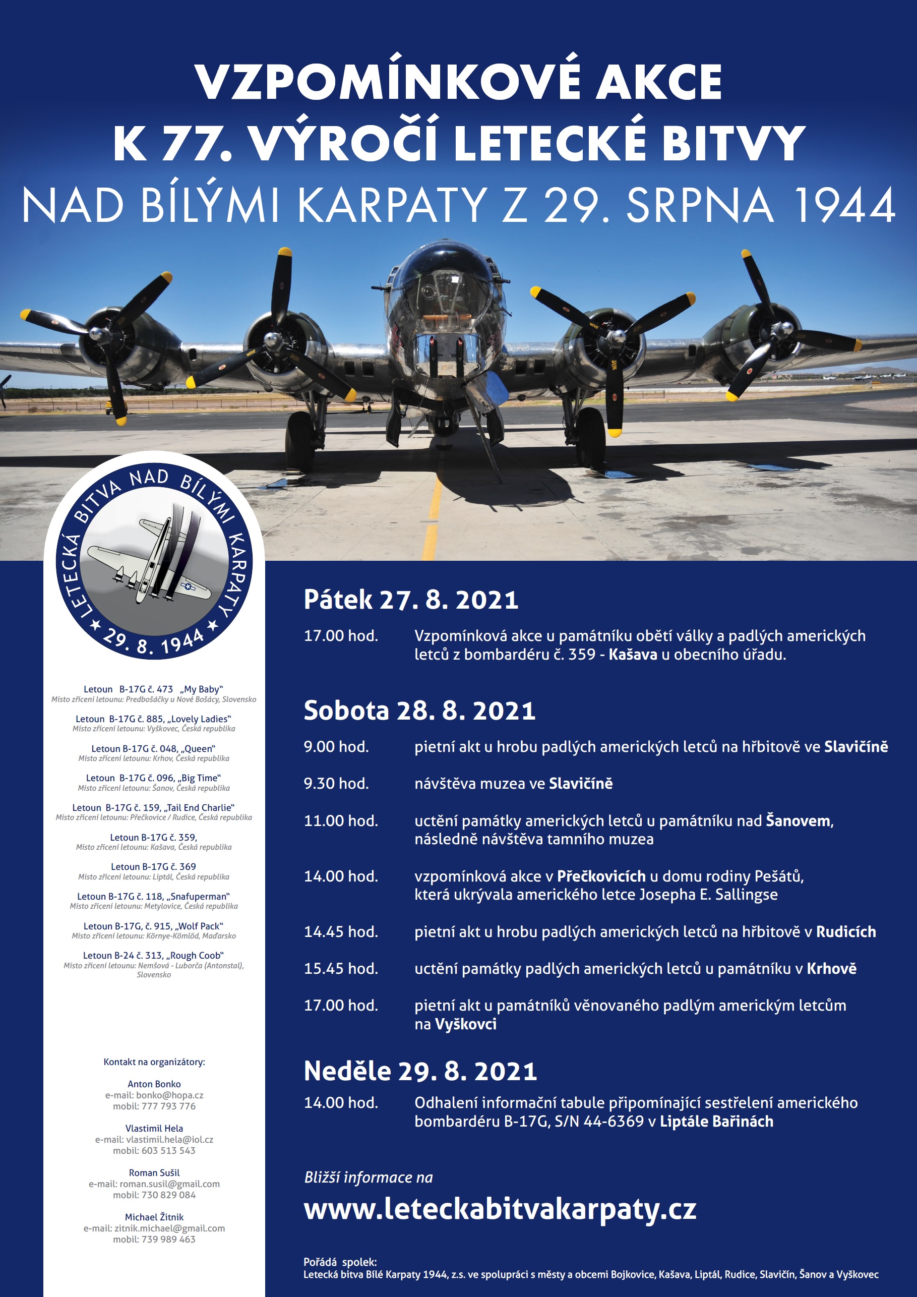 2021 08 27 Vzpomínkové akce k výročí letecké bitvy nad Bílými Karpaty