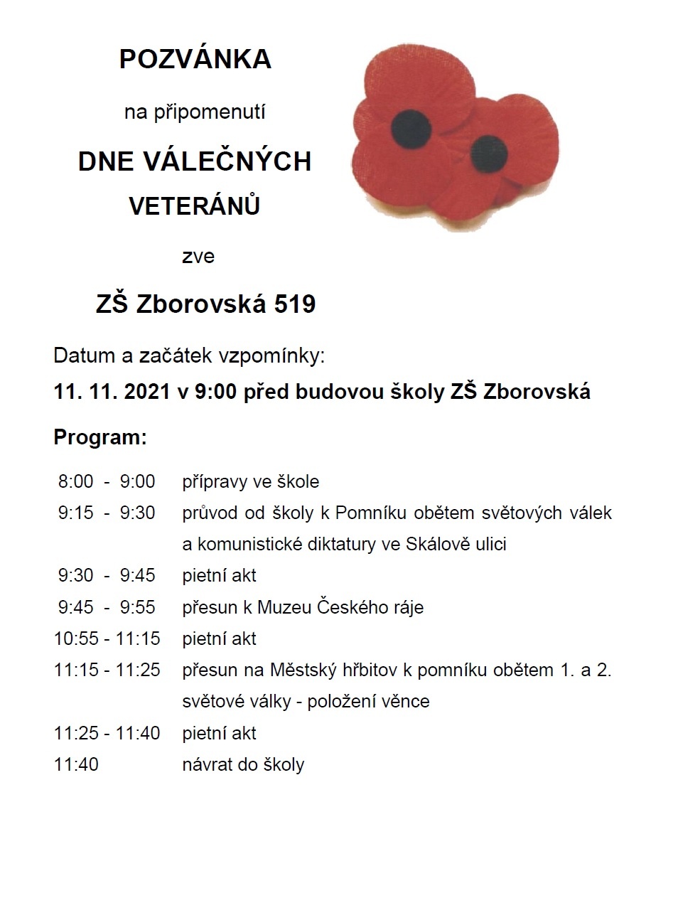 2021 11 11 Den válečných veteránů u ZŠ Zborovská