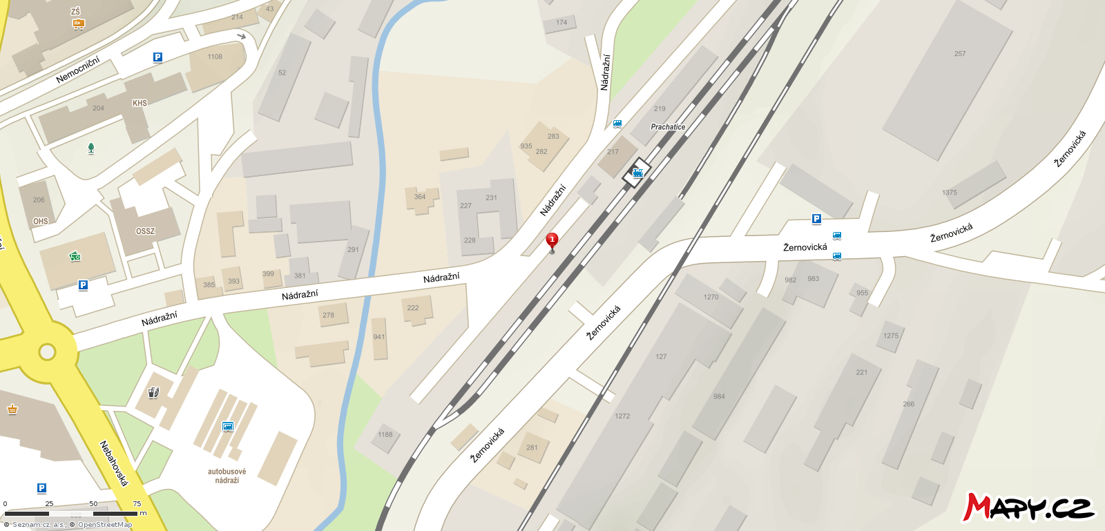 Mapa Prachatice