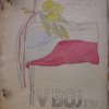 08 – Titulní stránka ilegálního časopisu „V boj“ z roku 1939 s československou vlajkou. Ilustrace maloval Vojtěch Peissig, který sám navrhl jedu z možných podoby státní vlajky. 