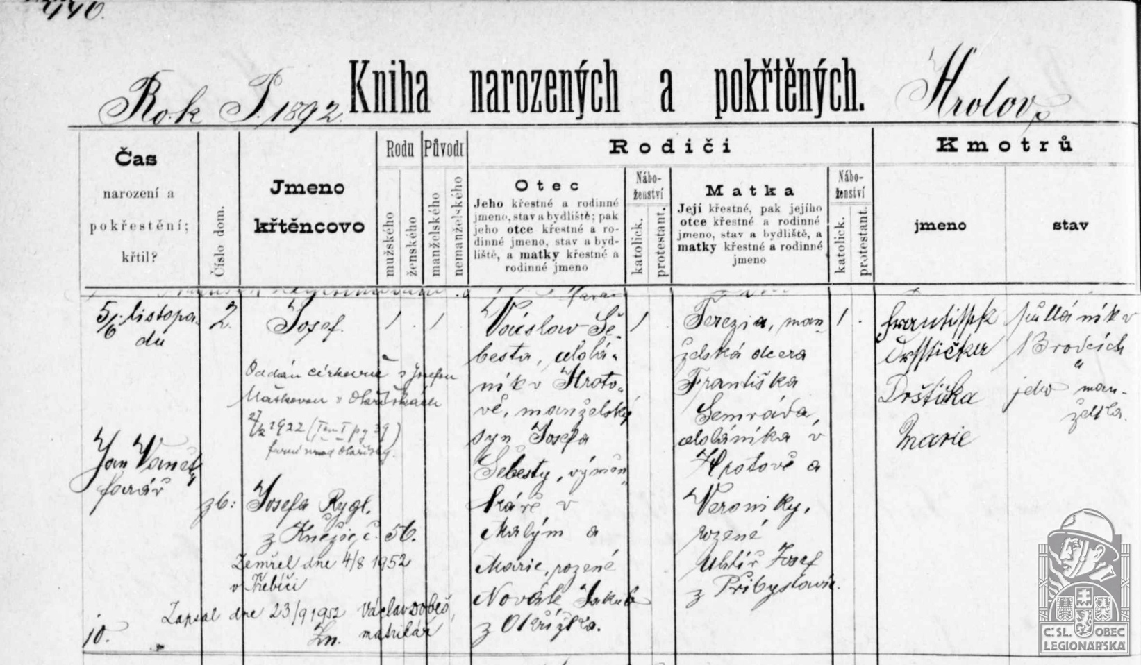 Matrika narozených Kněžice 10518, str. 446 (MZA) (102129.600)