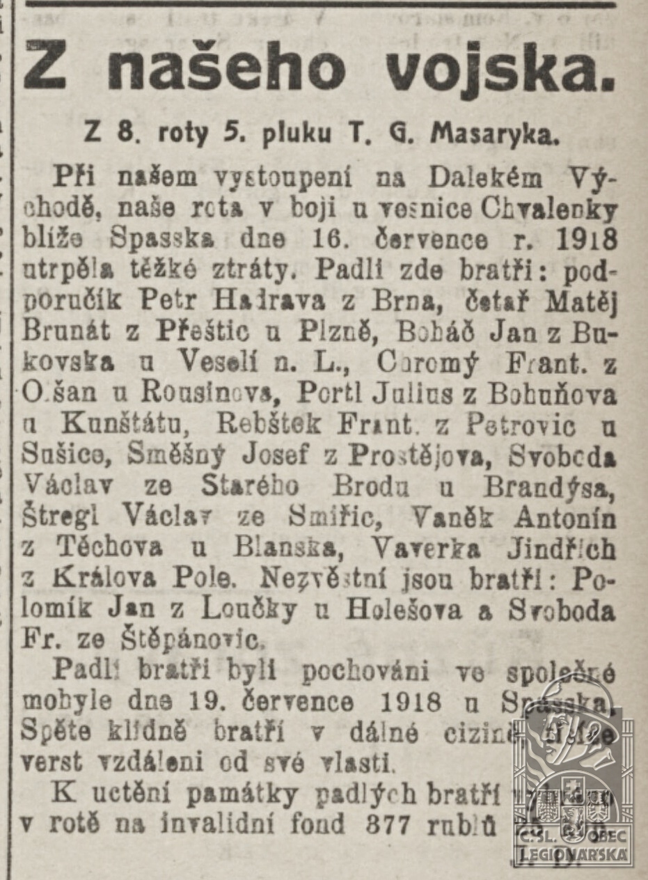 Z 8. roty 5. pluku T. G. Masaryka (Československý denník 22.3.1919) (106531.610)