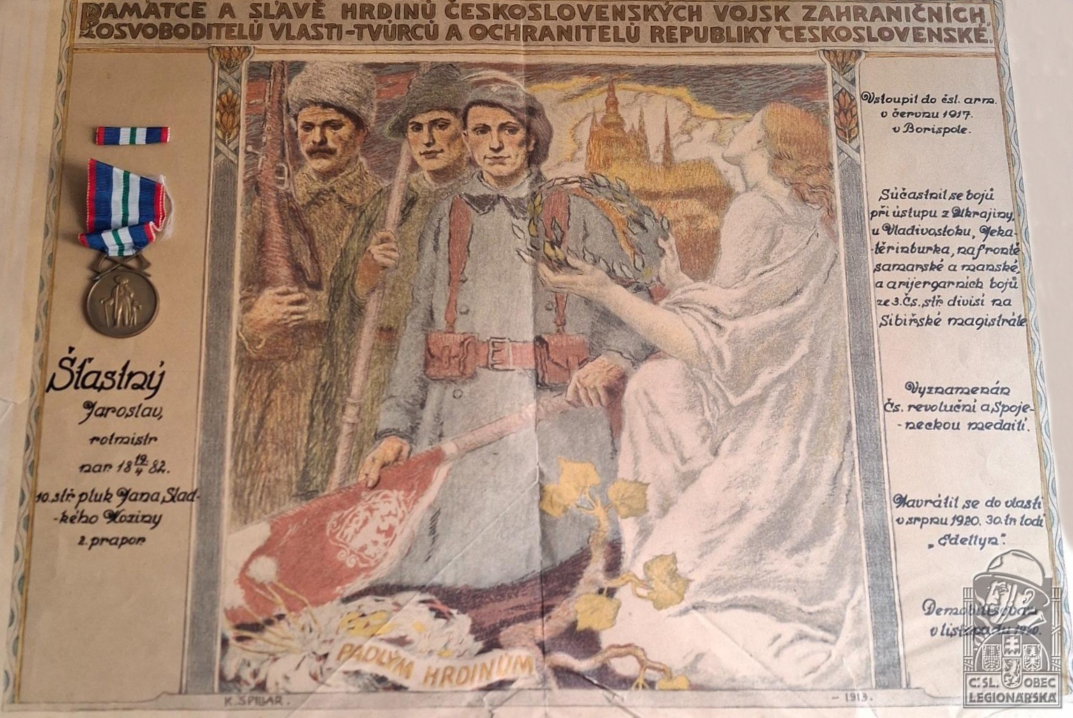 Pamětní medaile 10. střeleckého pluku Jaroslava Šťastného (107705.600)