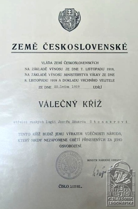 Dekret k Čs. válečnému kříži 1914-1918 (108126.600)