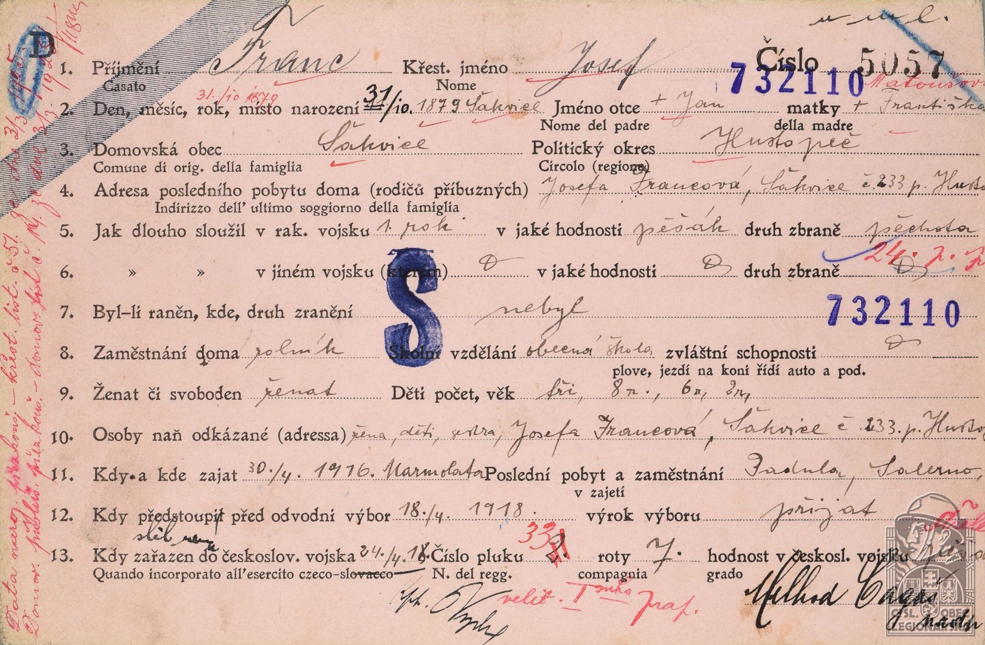 Karta legionáře (DSMO) (11453.601)