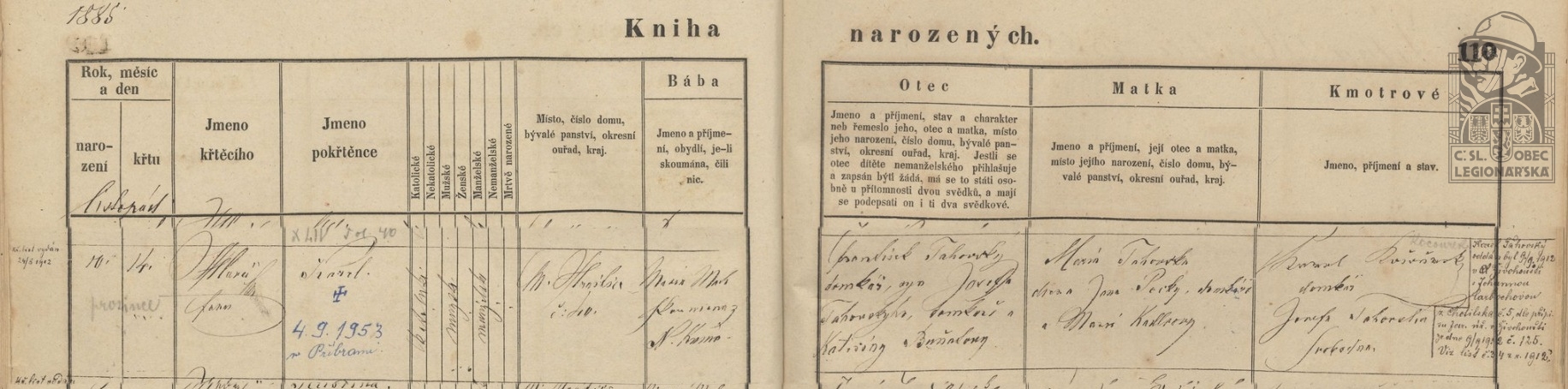 Matrika narozených Starý Knín 49 F110 (SOA Praha) (122145.600)