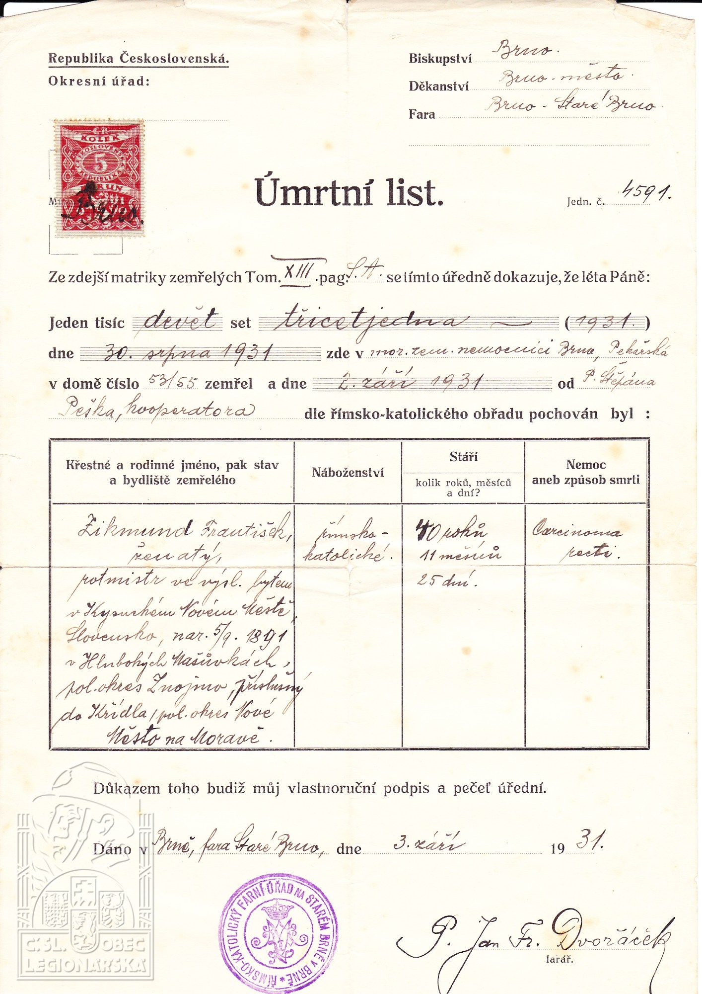 Úmrtní list (136516.610)