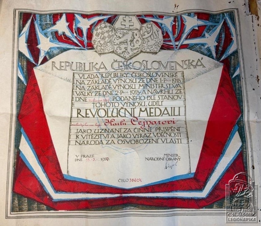 Dekret k Čs. revoluční medaili