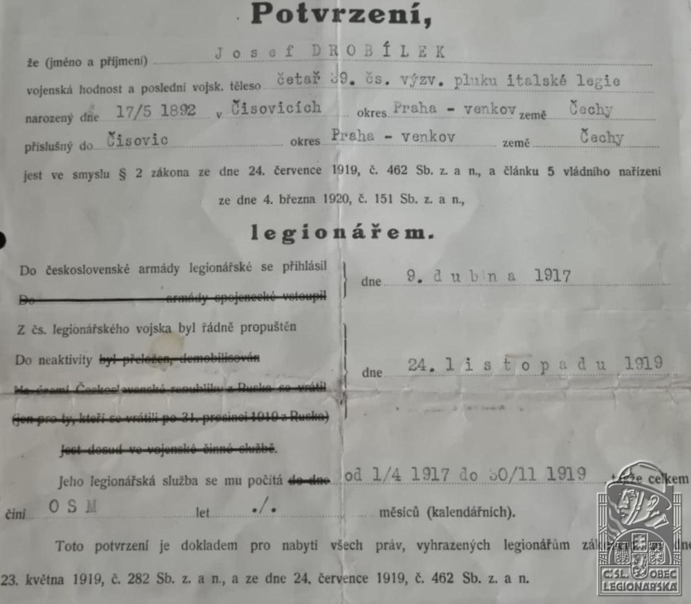Legionářské osvědčení