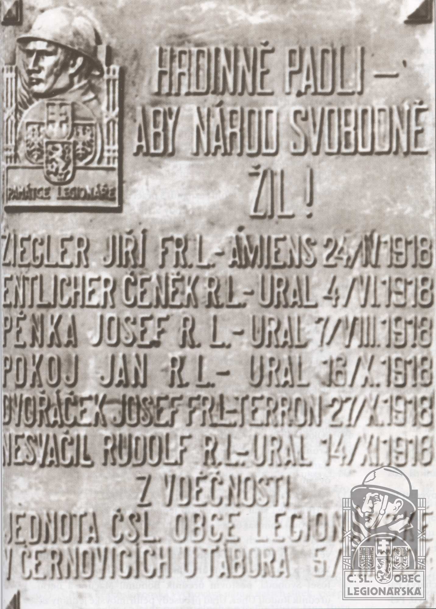 Pamětní deska legionářům z Černovicka