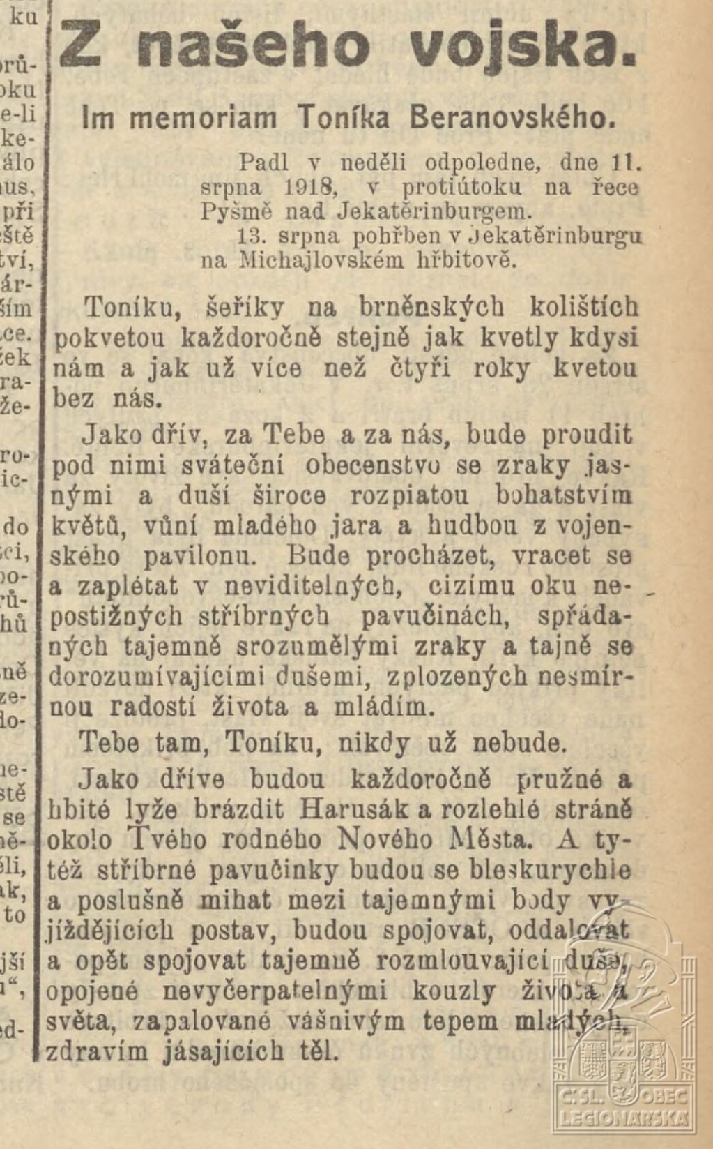 Parte, Československý denník č.164, strana 3.