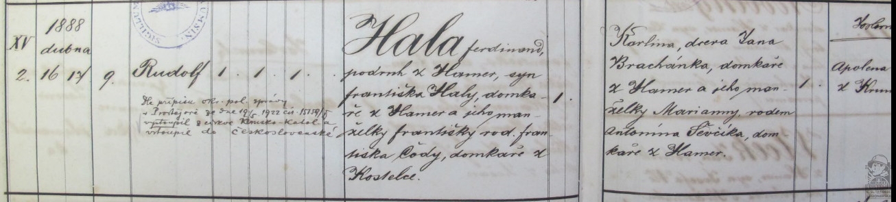 Matrika narozených Hala Rudolf (23522.601)