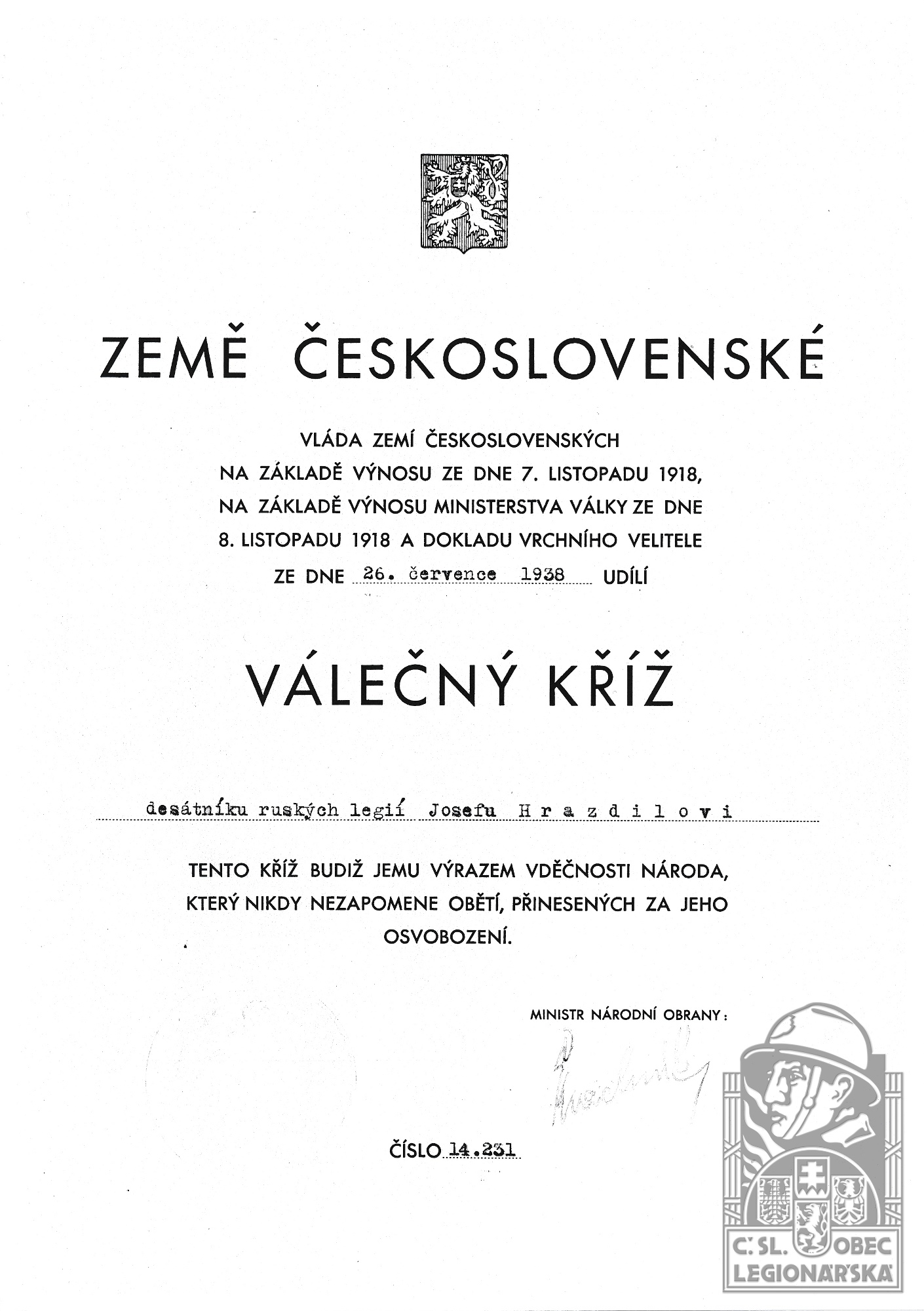Dekret Válečný kříž