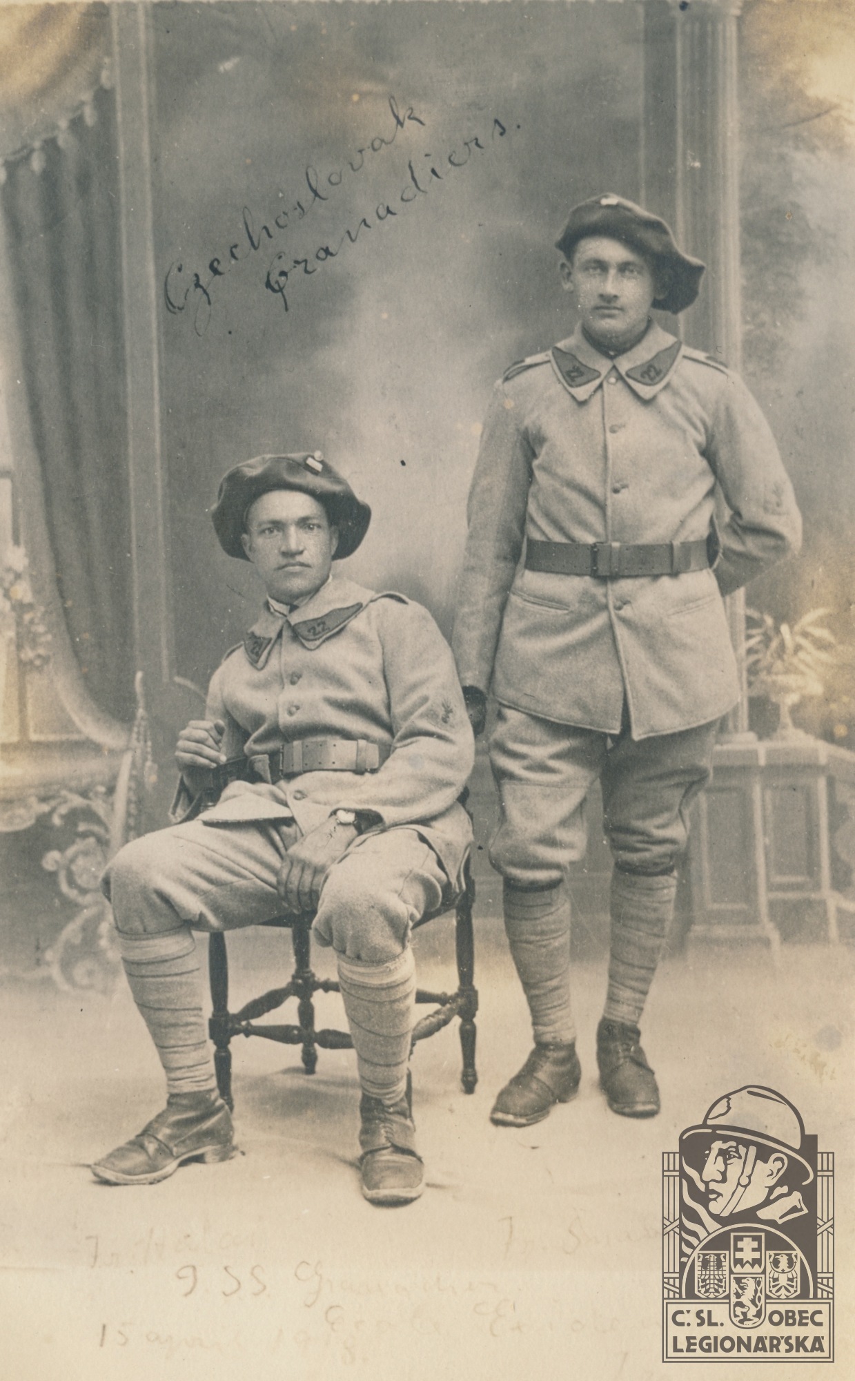 Granátníci Fr. Halas, Fr. Šmabl. 15. dubna 1918, Dordoque. VUA