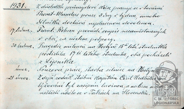 Záznam z kroniky (SokA Kroměříž) (29168.600)