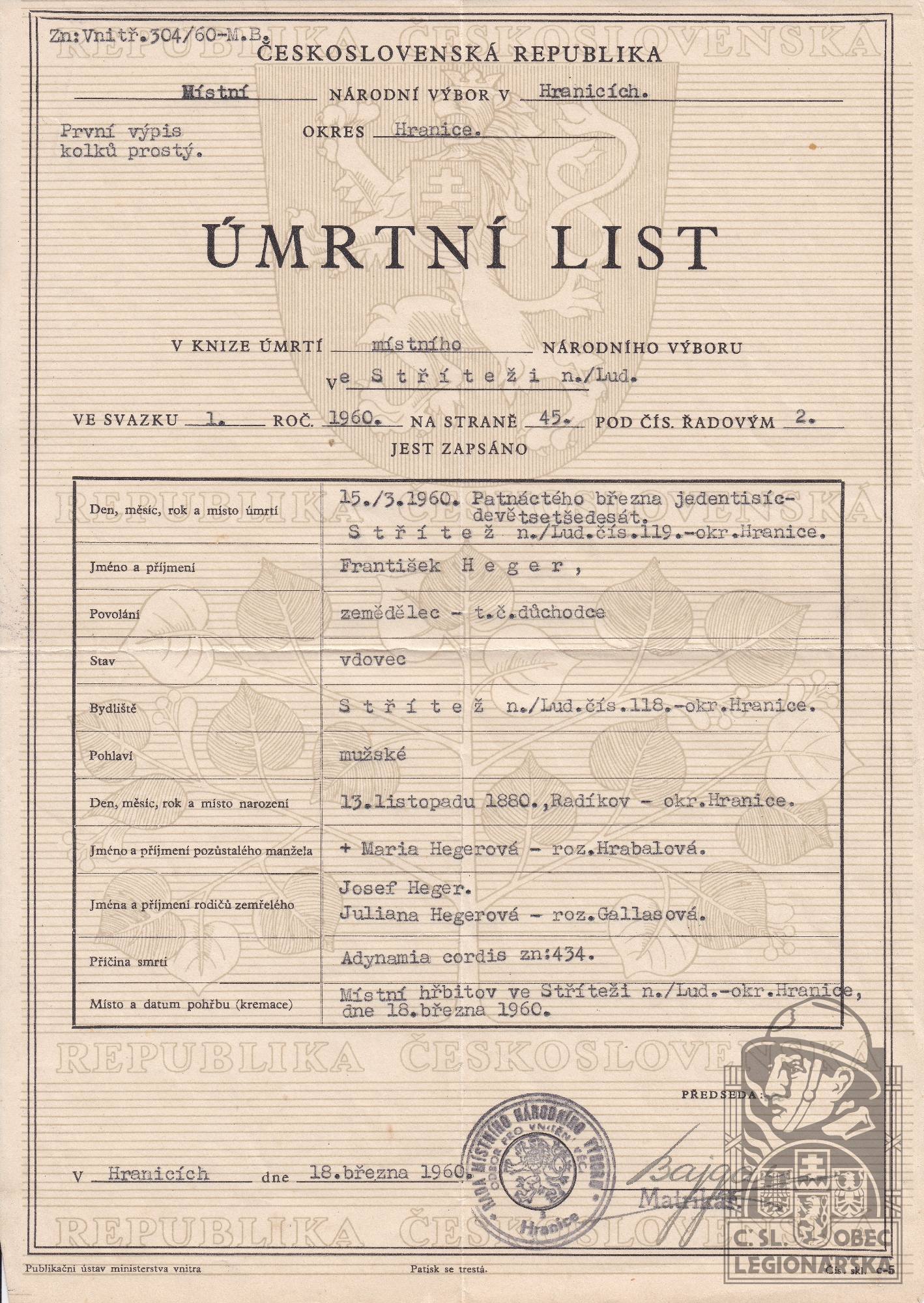 Úmrtní list (33272.600)