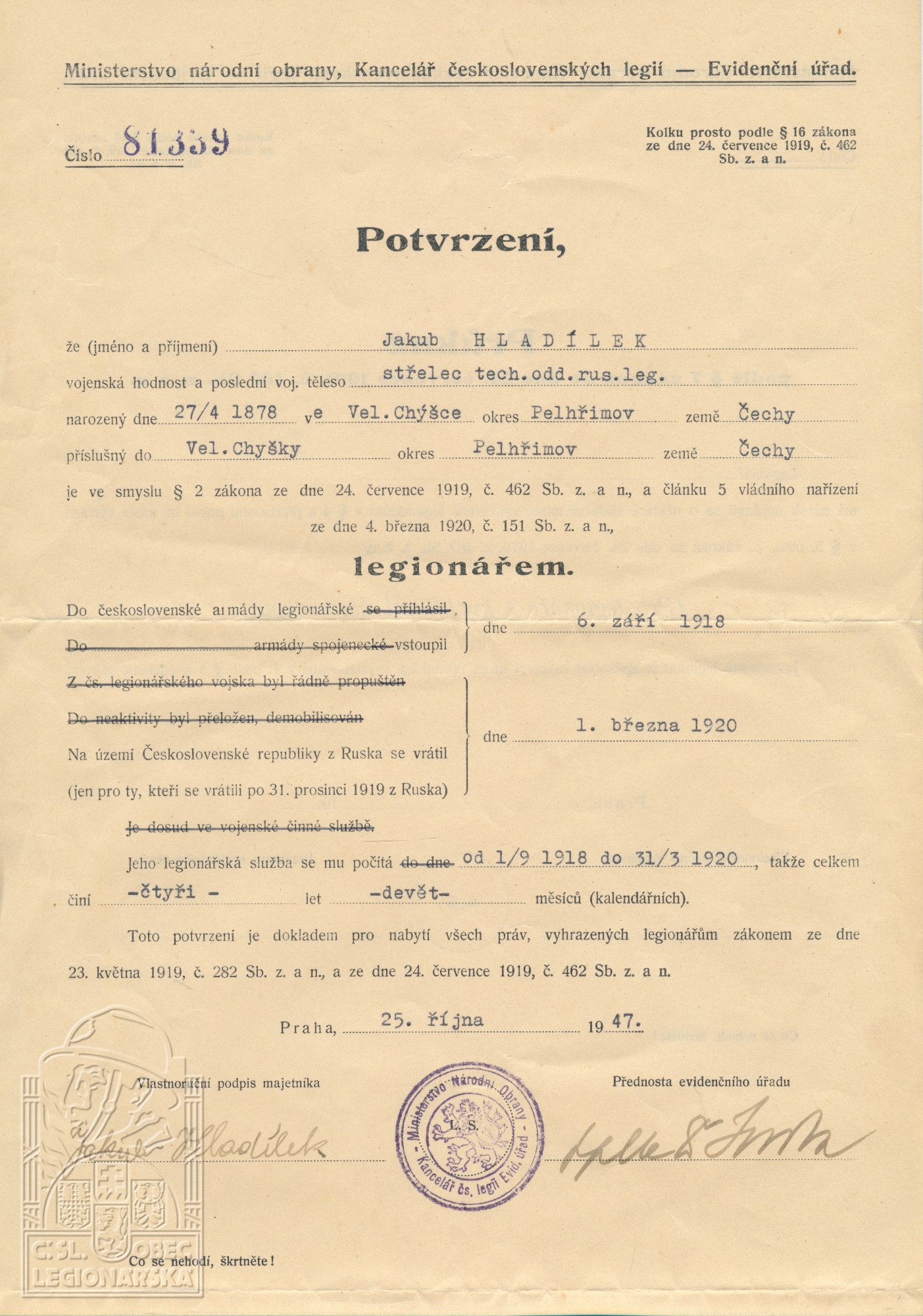 Potvrzení KLeg (33777.607)