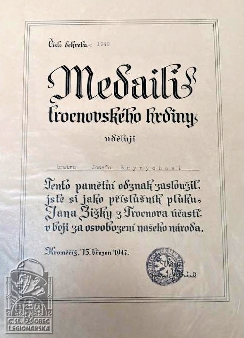 Dekret k Medaili trockovského hrdiny