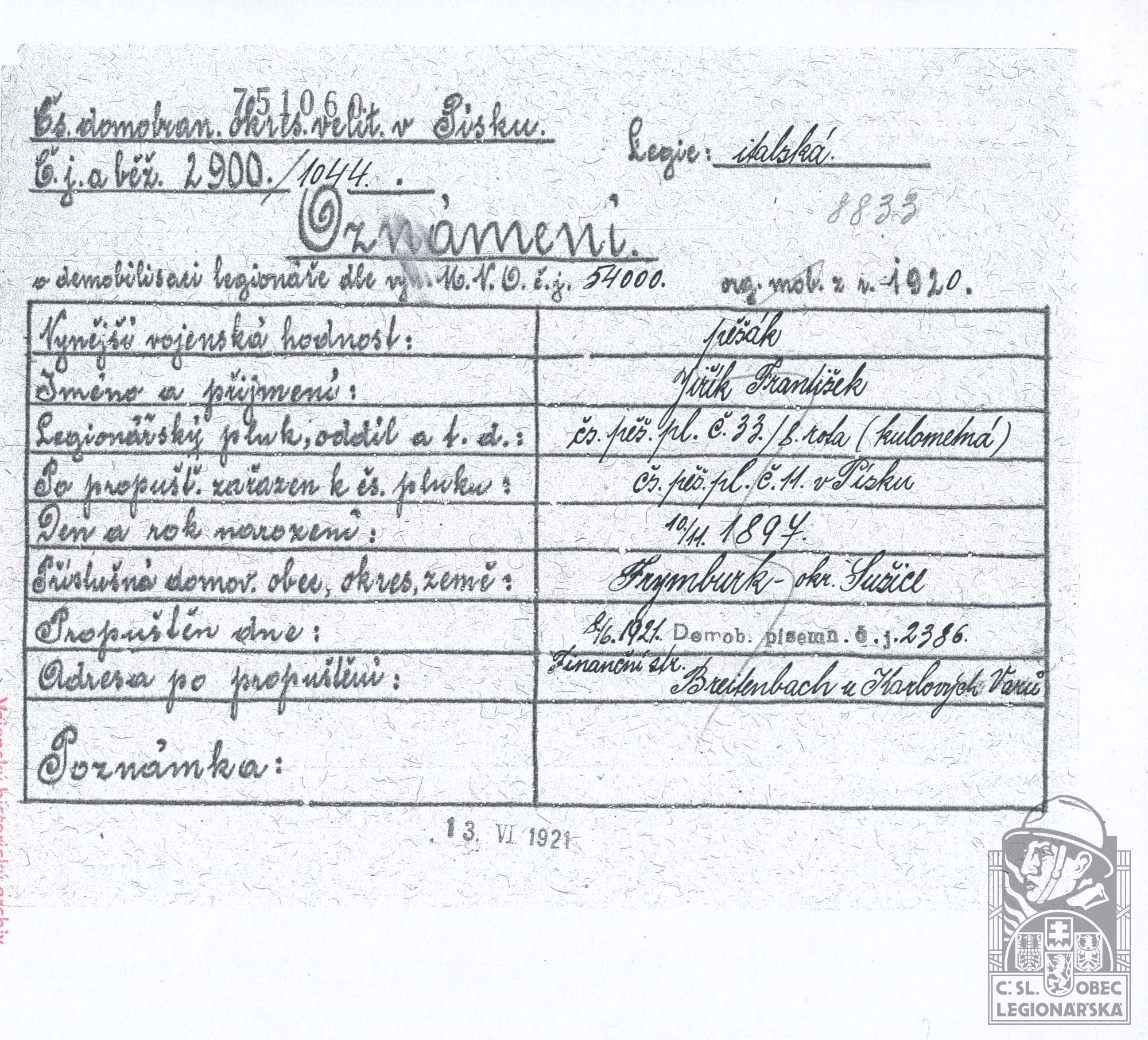 Oznámení o demobilizaci-VUA (36602.605)