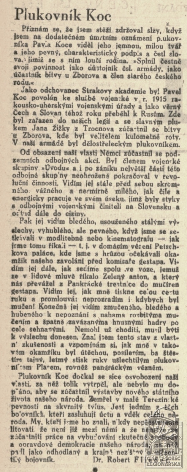 Plukovník Koc (Národní osvobození 2.2.1946) (DSMO)