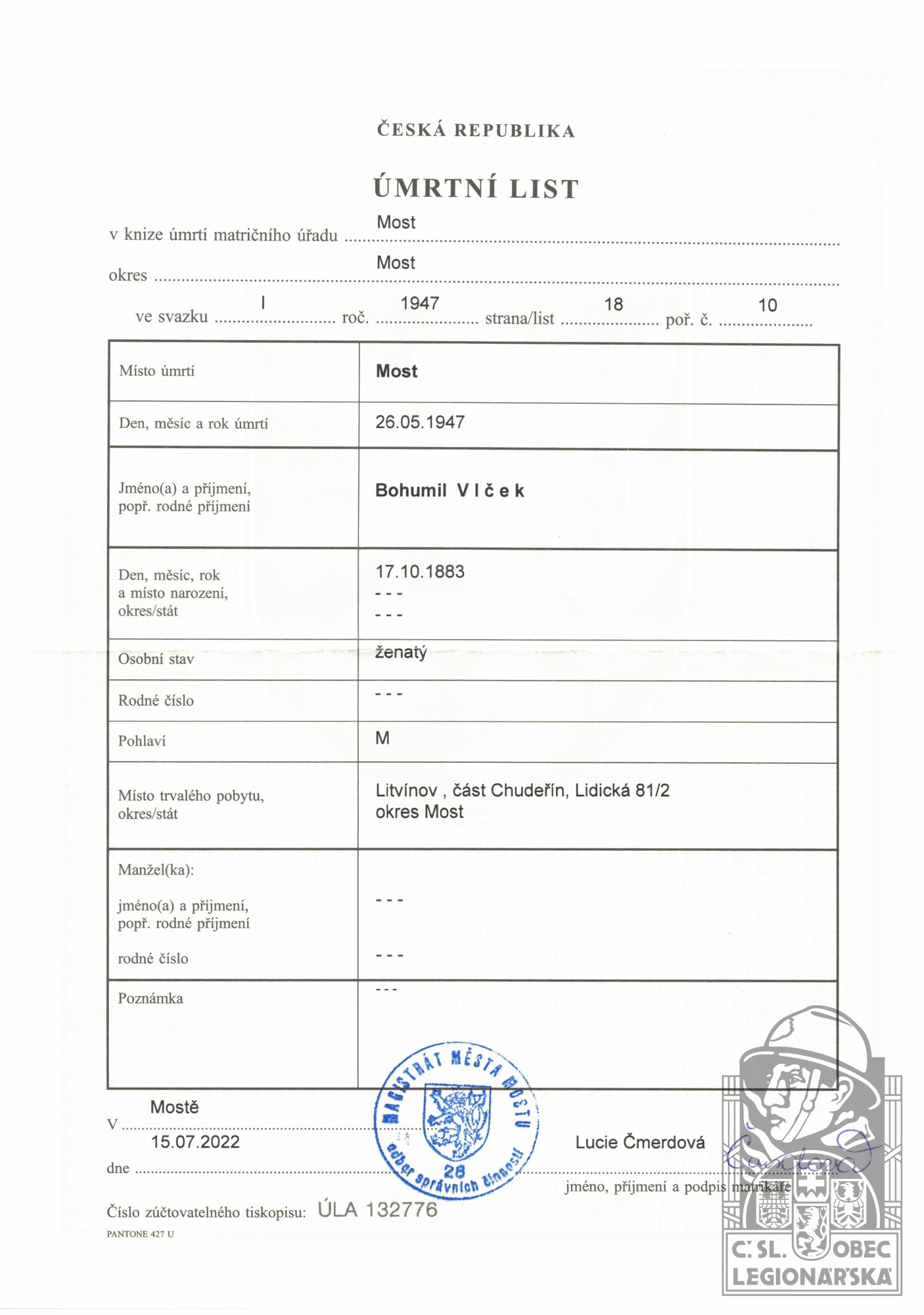 Úmrtní list (38795.600)