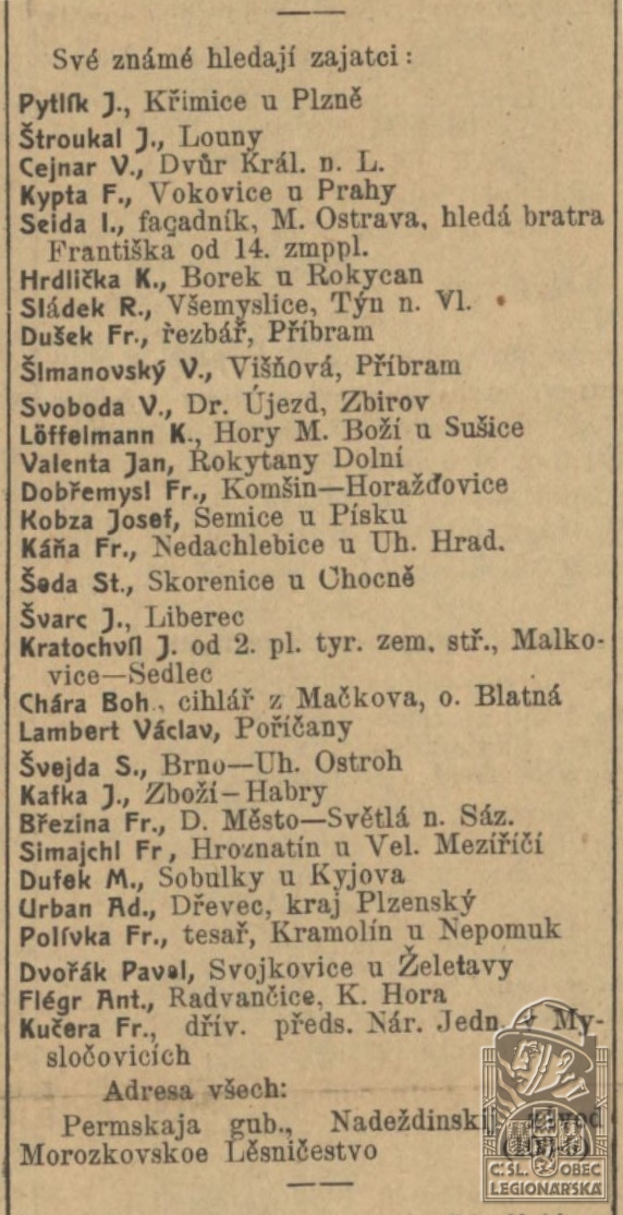 Hledají se (Čechoslovák 19.7.1917)(DSMO) (41756.617)