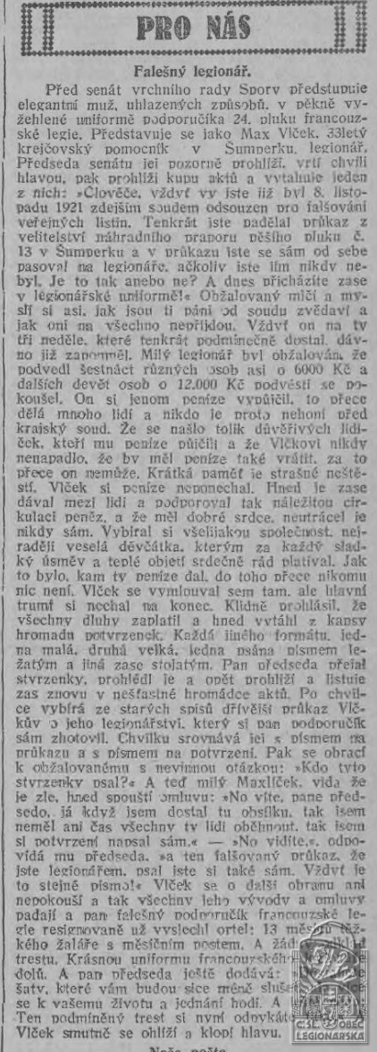 Falešný legionář (Československý legionář, 10.8.1923)(DSMO)