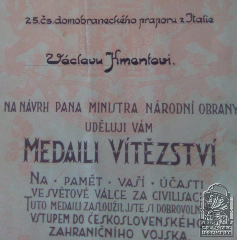 Dekret k Mezispojenecké medaili vítězství (45403.600)