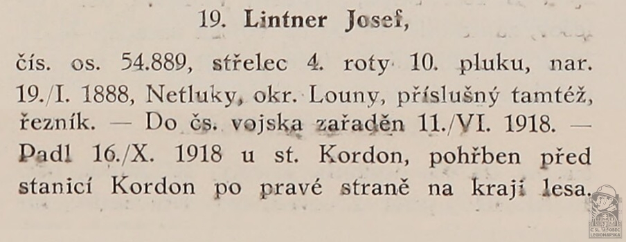 Padlí v bojích (PRAŽSKÝ-SLAVKOVSKÝ, F.I. Dějiny pěšího pluku 10 Jana Sladkého Koziny. Brno, 1927)(DSMO) (56048.678)