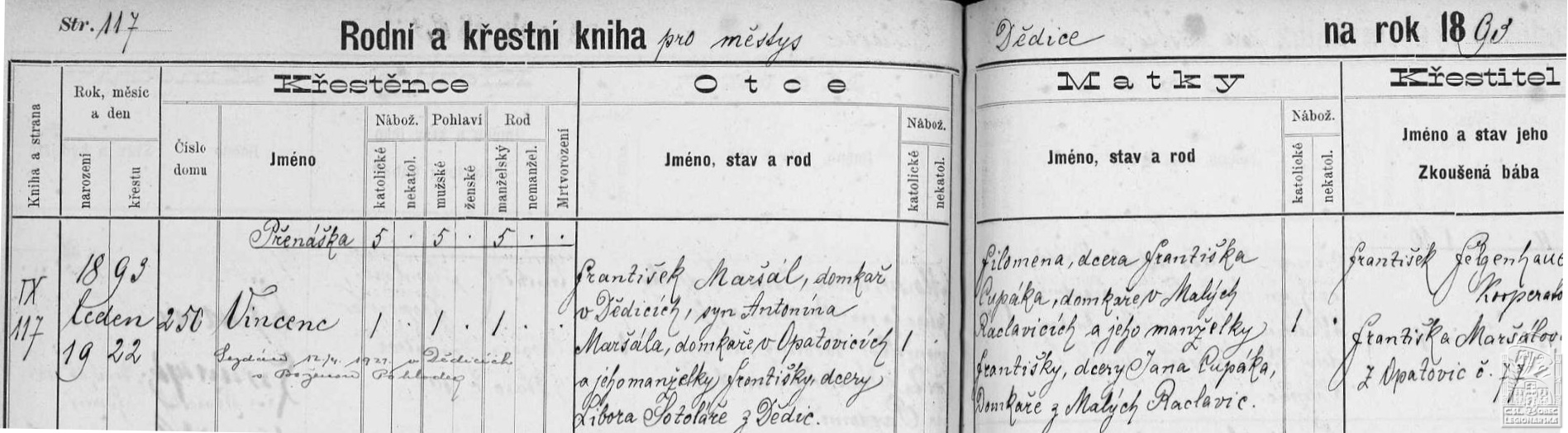 Výpis z rodní a křestní knihy (61312.610)