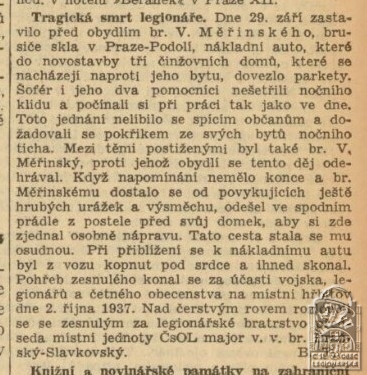 Tragická smrt legionáře (in Národní osvobození, 07.10.1937) (69974.600)