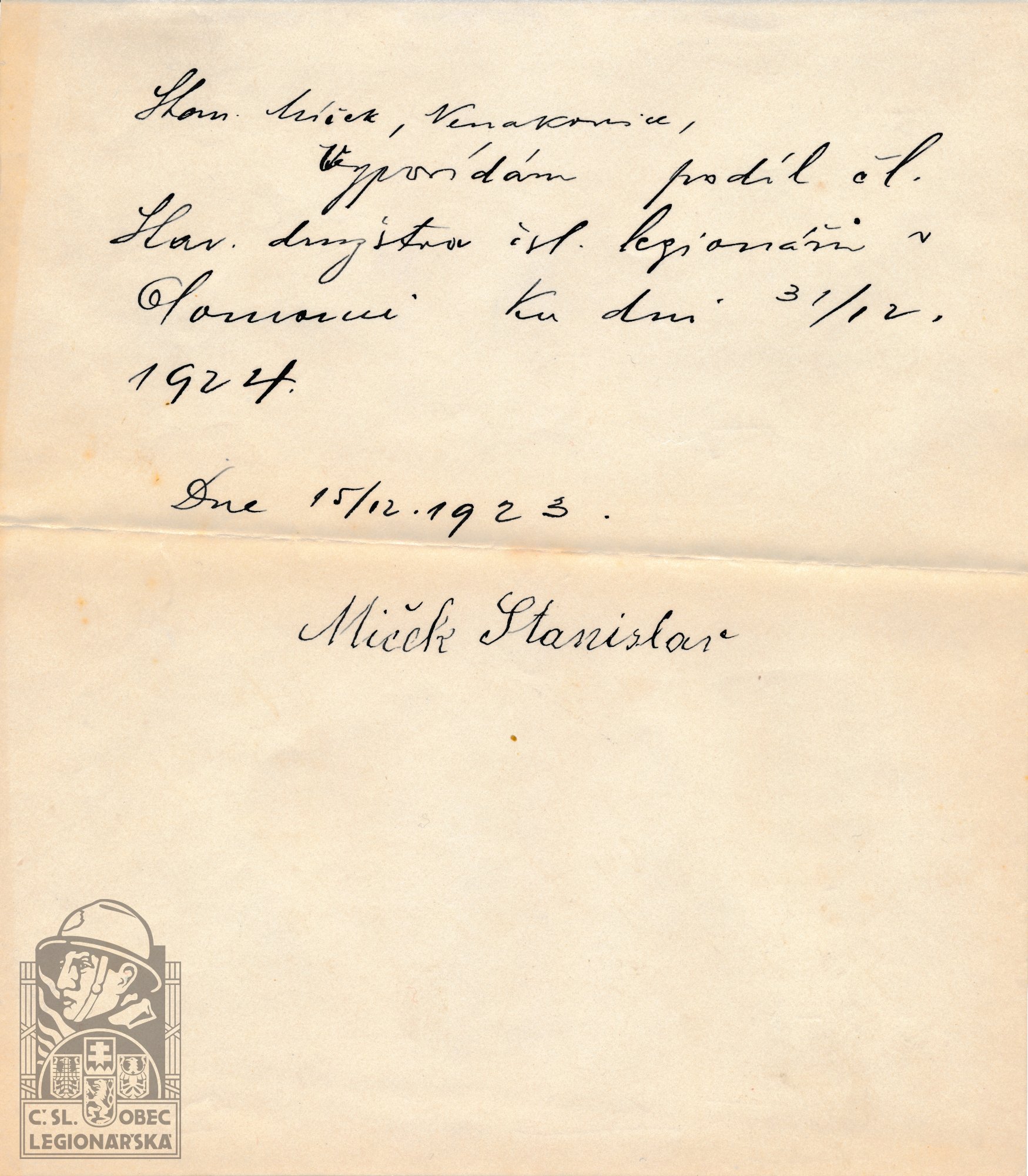 Vypovědění podílu 1924 SOkA Olomouc (70969.620)