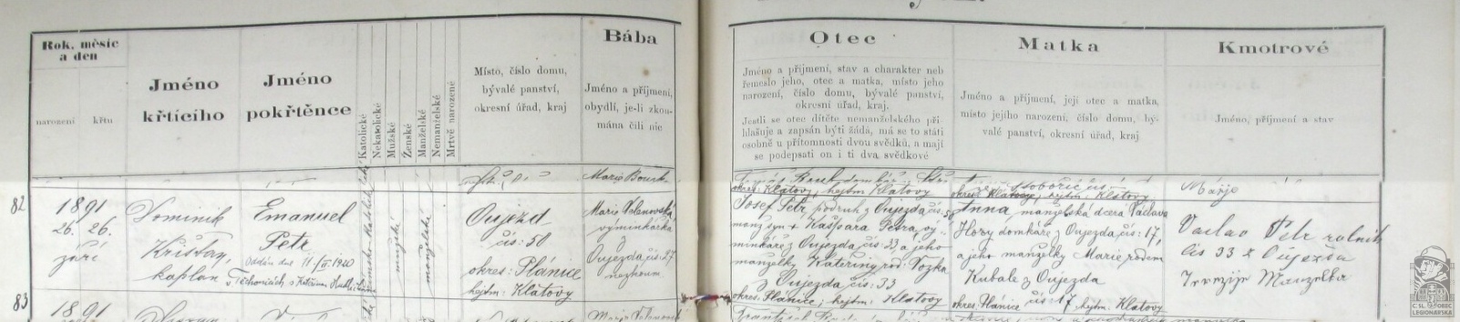 Matrika narozených Němčice 16 1886-1902, fol. 86 (77243.600)