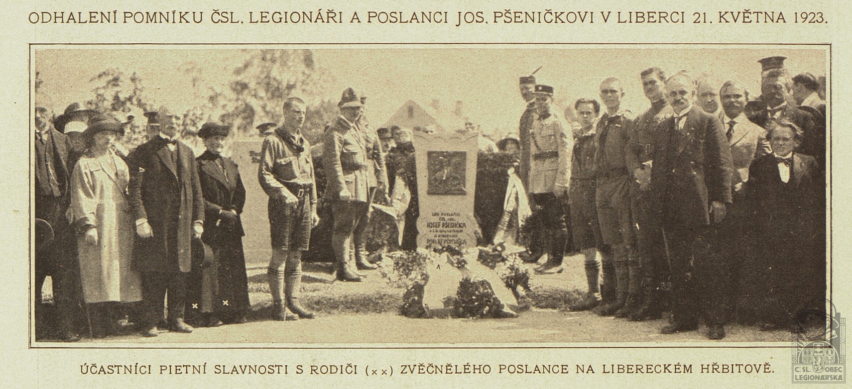 Odhalení pomníku Čsl. Legionáři a poslanci J. Pšeničkovi v Liberci 21.5.1923 (78582.500)