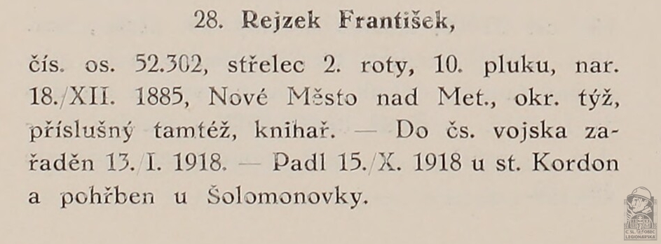 Padlí v bojích (PRAŽSKÝ-SLAVKOVSKÝ, F.I. Dějiny pěšího pluku 10 Jana Sladkého Koziny. Brno, 1927)(DSMO) (78964.684)