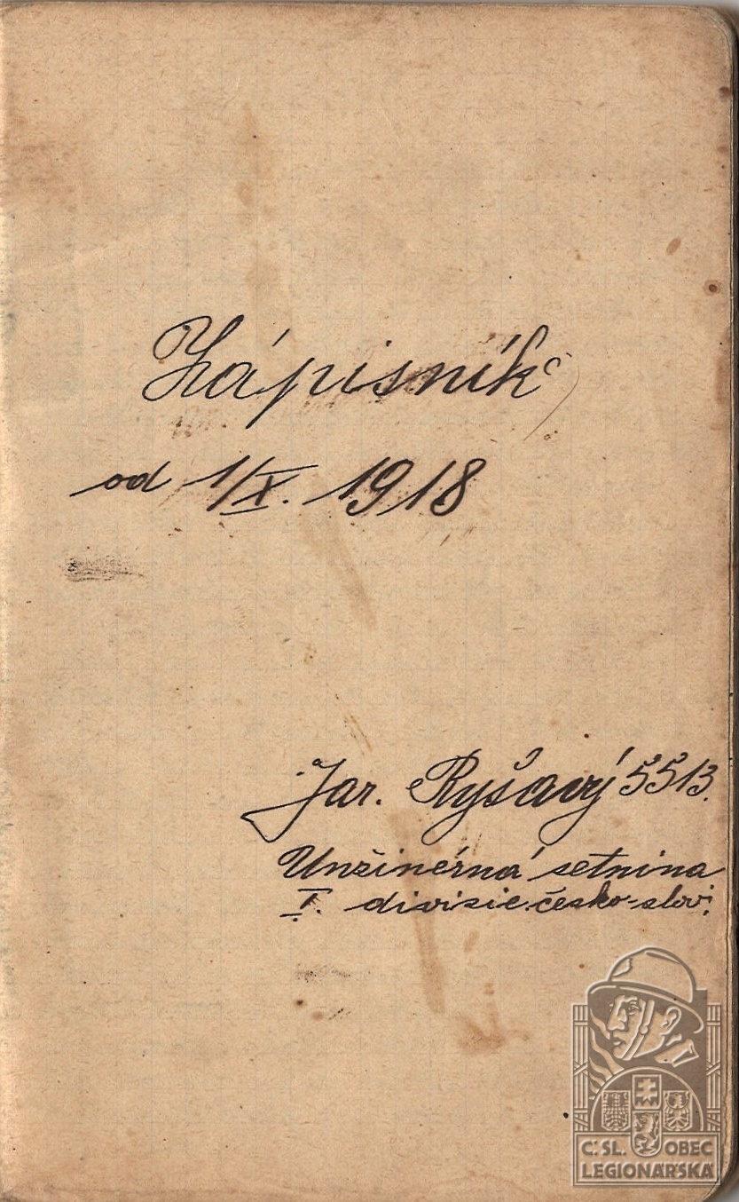 Zápisník Jaroslava Ryšavého - úvodní stránka (84908.600)