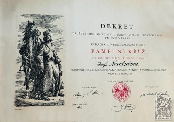 Dekret k Pamětnímu kříži 2. Jízdního pluku ruských legií (85309.600)