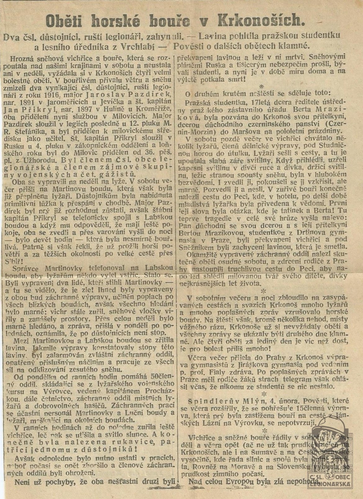 Z dobového tisku k tragickému úmrtí (86304.003)