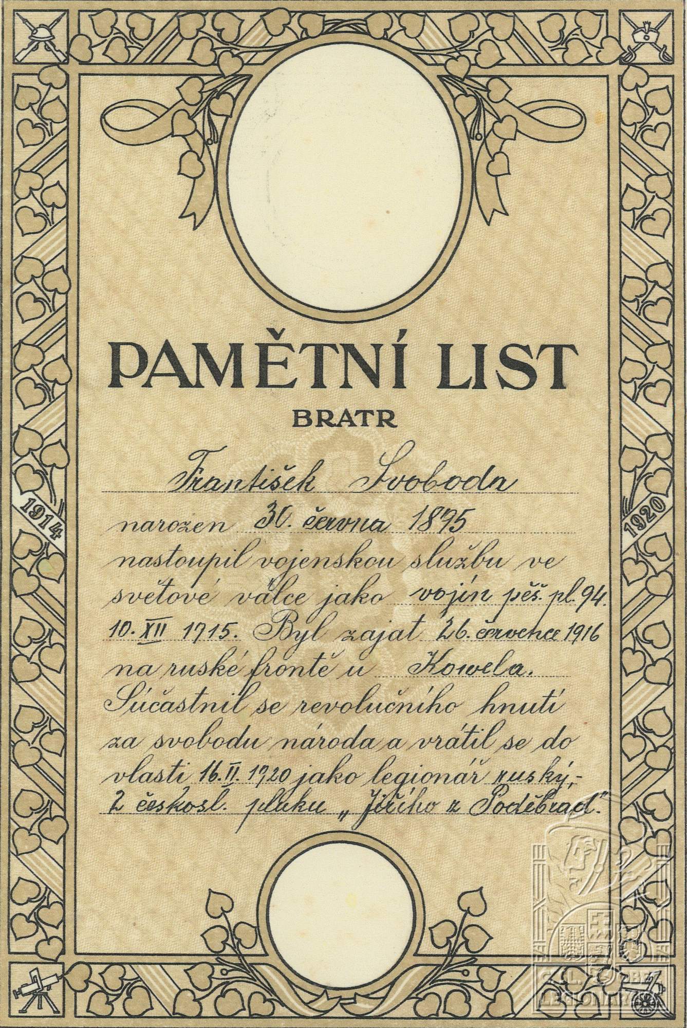 Pamětní list (99626.610)